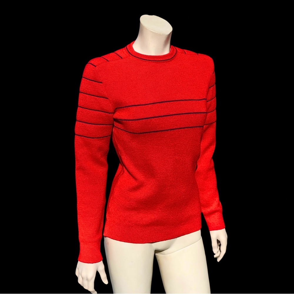 70s Vintage Red and Navy Knit SKI Sweater S